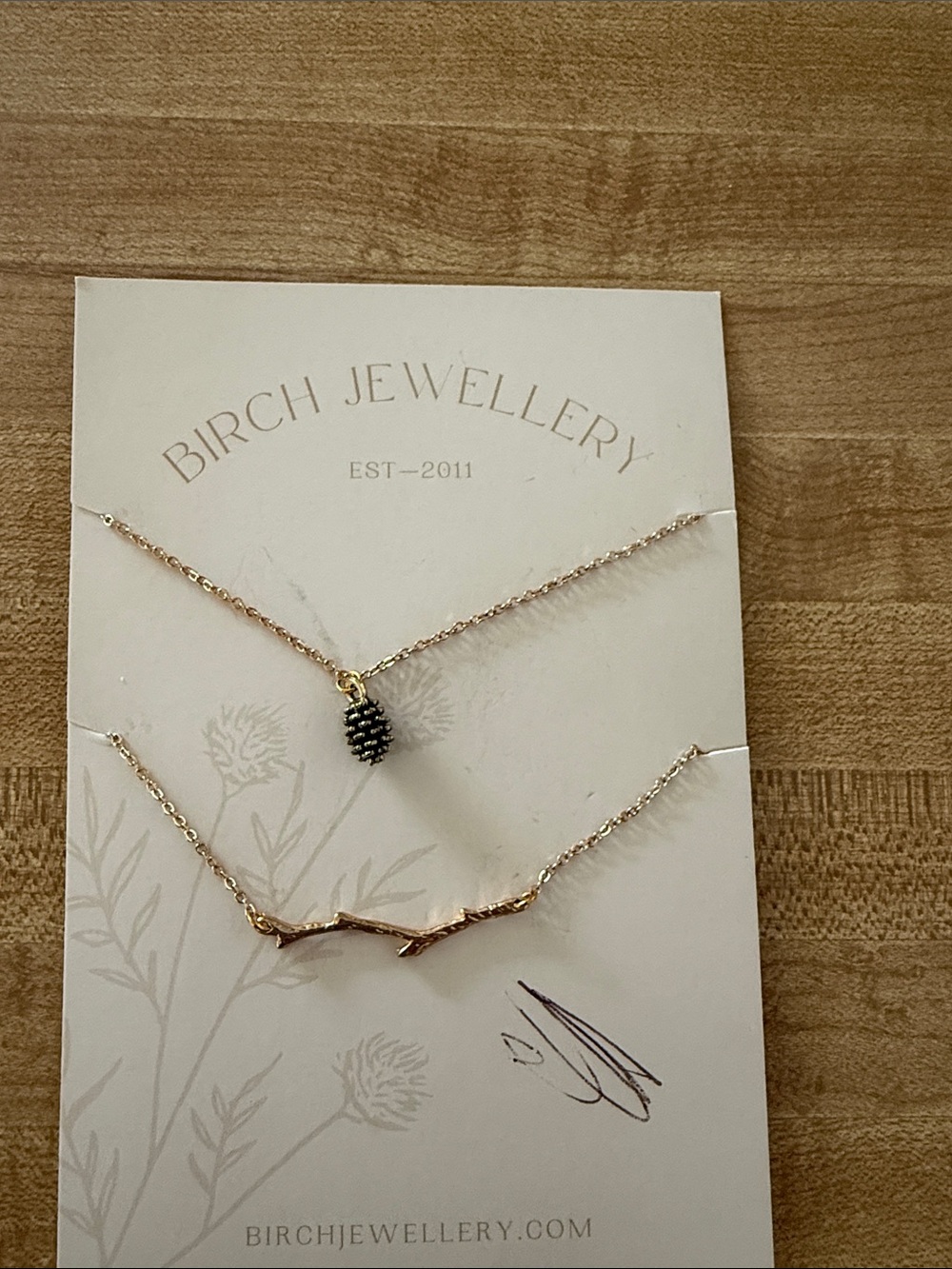 Gold Pinecone & Branch Layered Necklace Set